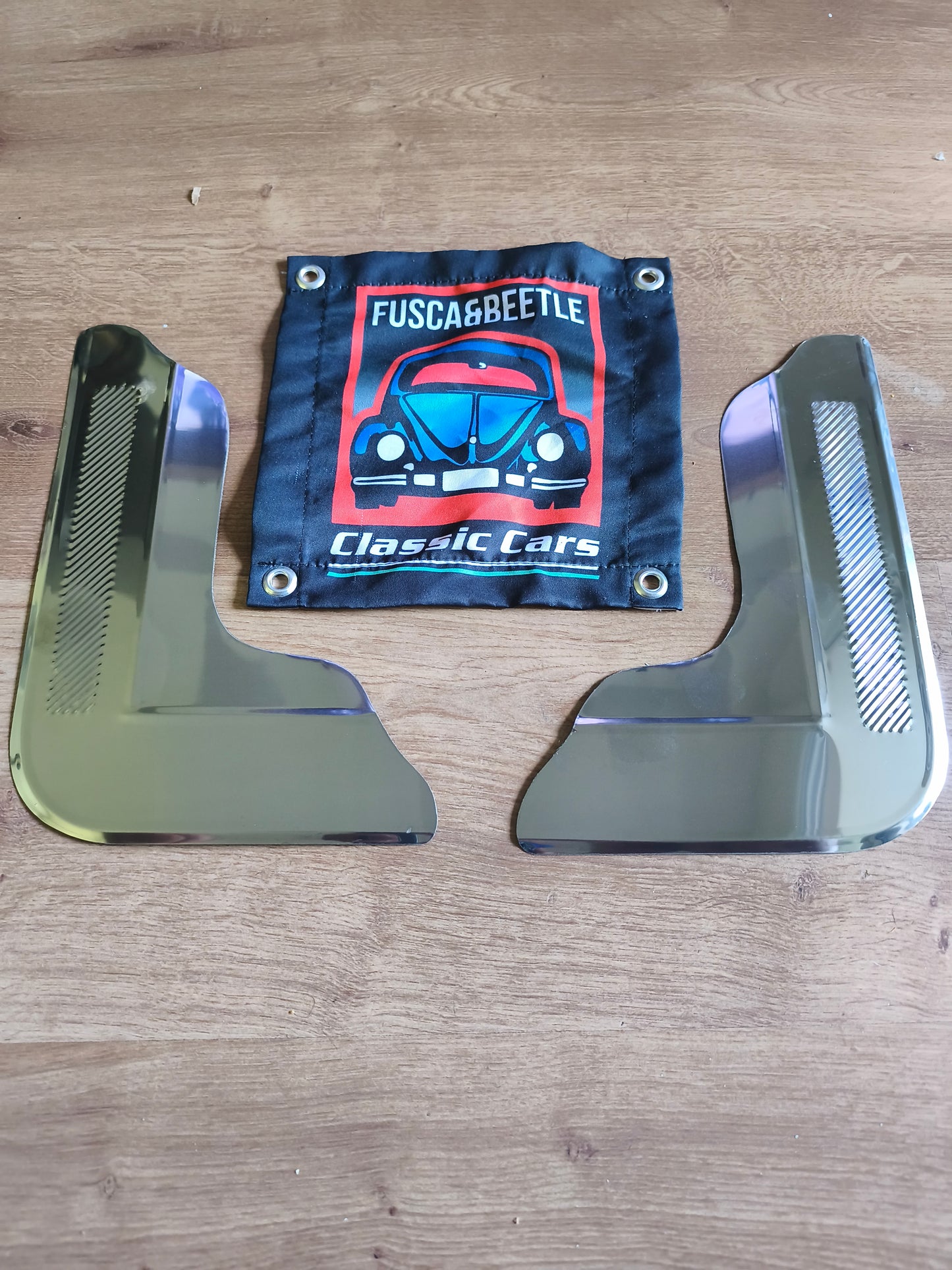 Corner door with smooth stone finish, wide pair, set of 2, VW Stainless steel