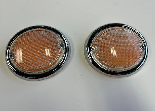 Chrome Finish Turn Signal Lenses for VW Type 2 Bus 63-75 211953161B/162B (Pair)