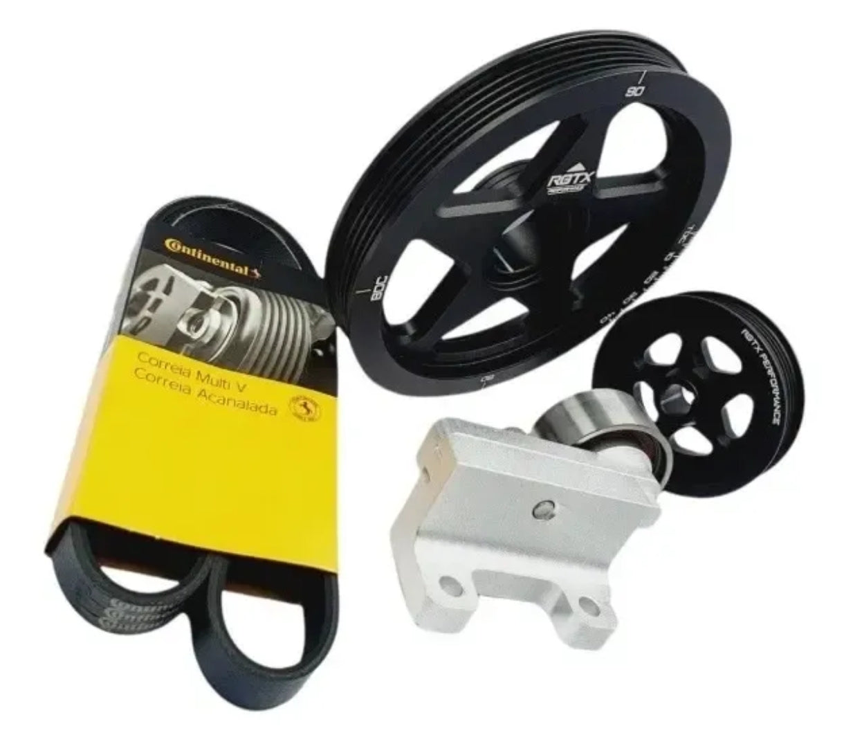 Pulley assembly with tensioner for VW Beetle standard - Silver - Red - Black - Blue